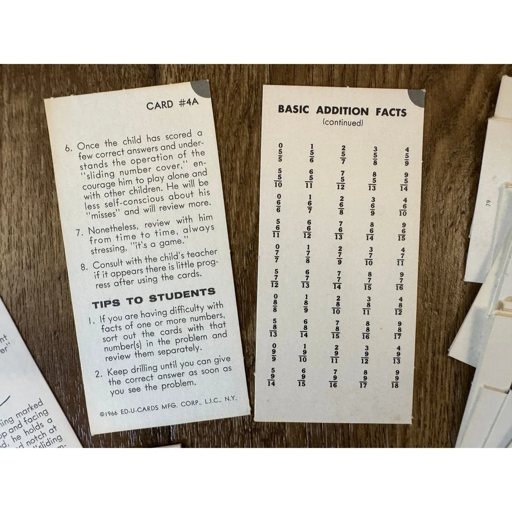 Ed-U-Cards Math Addition Flash Cards Kids Good Vintage 1966 Sliding Number Cover